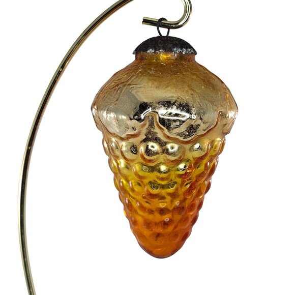 Vintage Kugel Style Grape Cluster Shaped Yellow Orange Glass Christmas Ornament - Picture 1 of 7